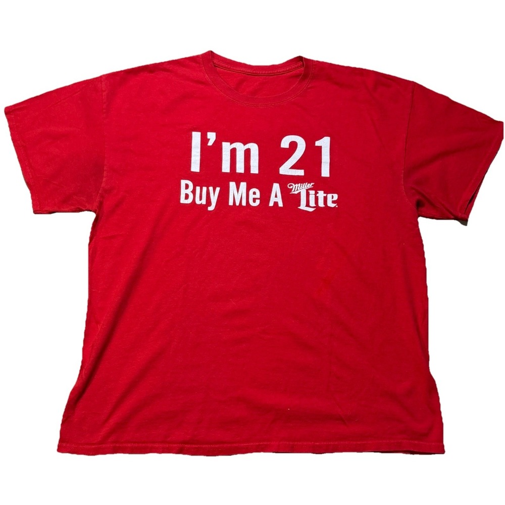 Vintage Miller Lite 21st Birthday T Shirt Red Beer Promo Hueys Knight Club L